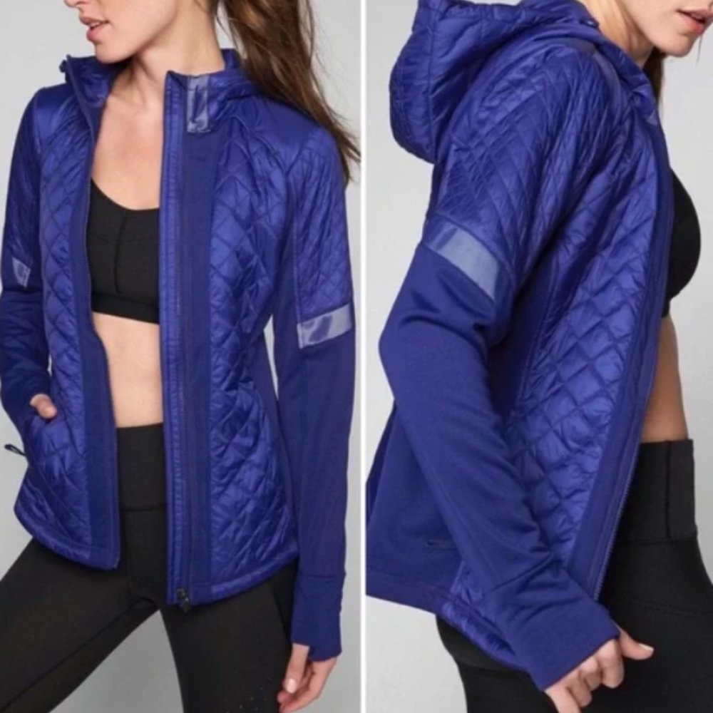 Athleta Rock Springs Blue Hooded Spring Jacket - Running Blue Womens XS